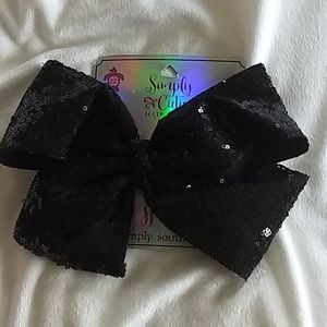 Simply Southern Hair Bow Black Sequined New
